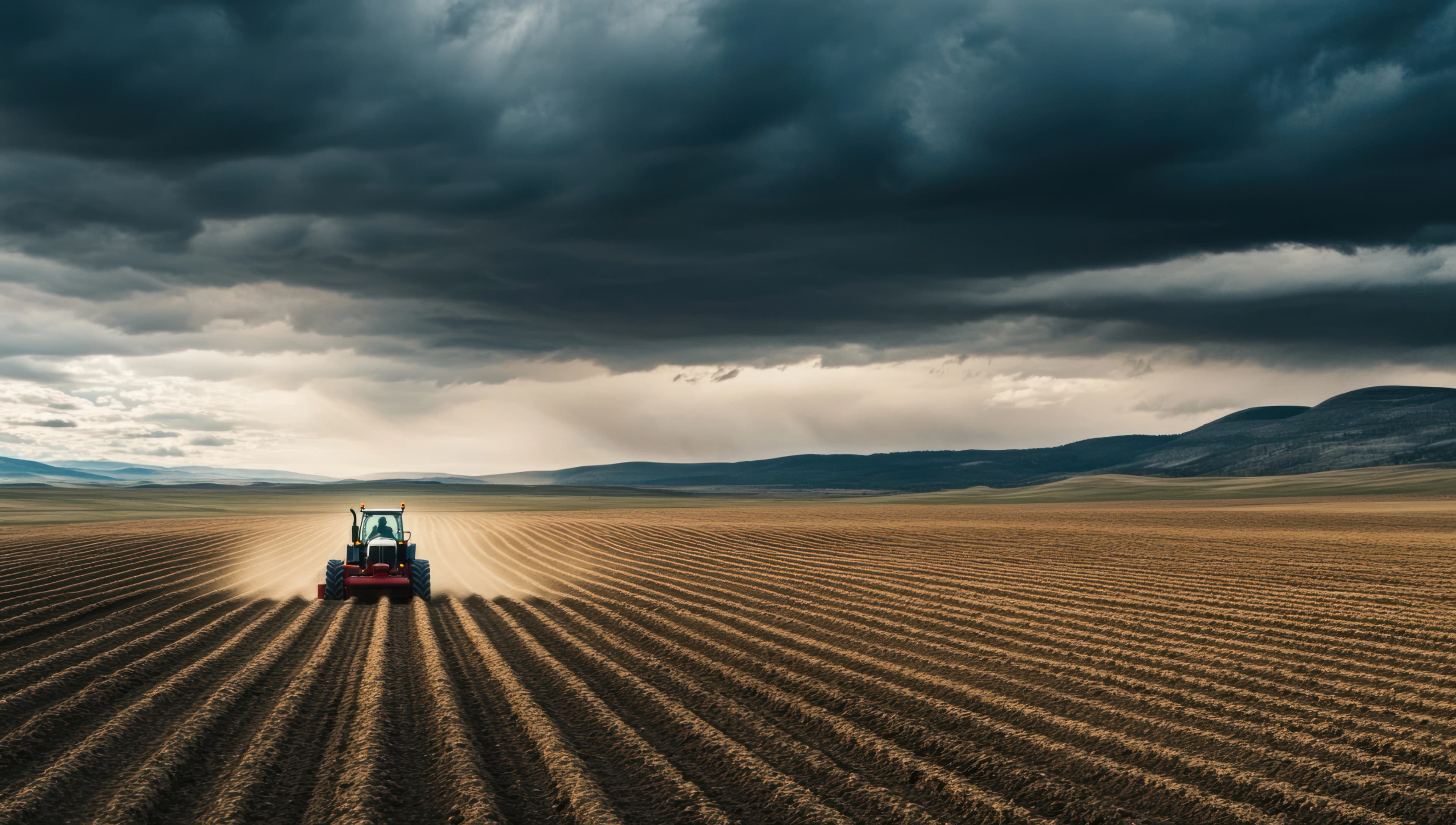 Tractor on field background